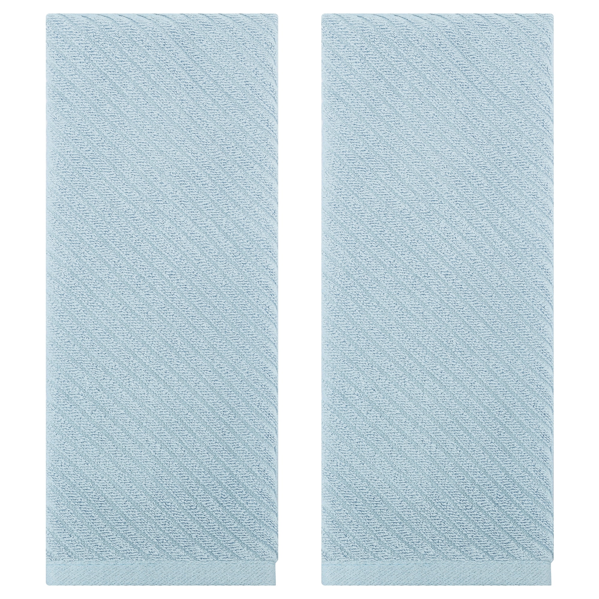 Unique Bargains Solid Striped Decorative Hand Towels Set of 2 Blue 14" x 30"