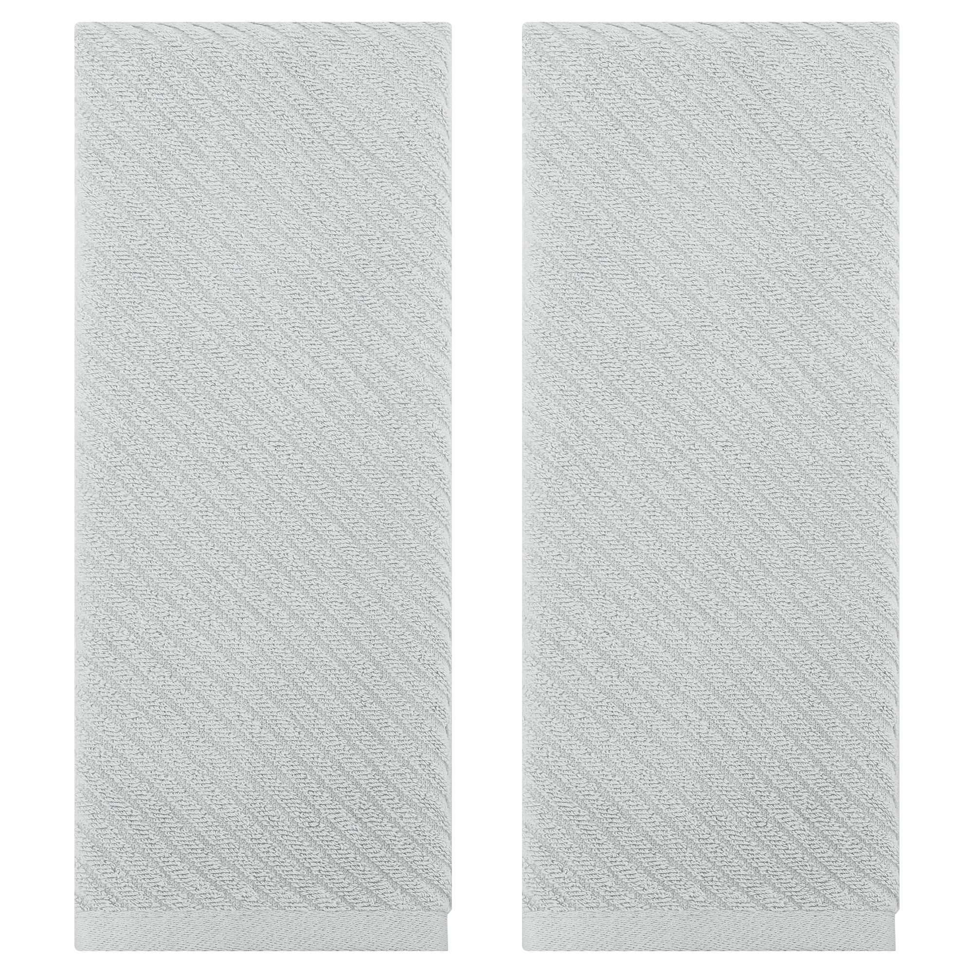 Unique Bargains Solid Striped Decorative Hand Towels Set of 2 Grey 14" x 30"