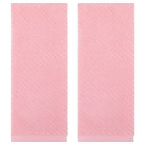 Unique Bargains Solid Striped Decorative Hand Towels Set of 2 Pink 14" x 30"