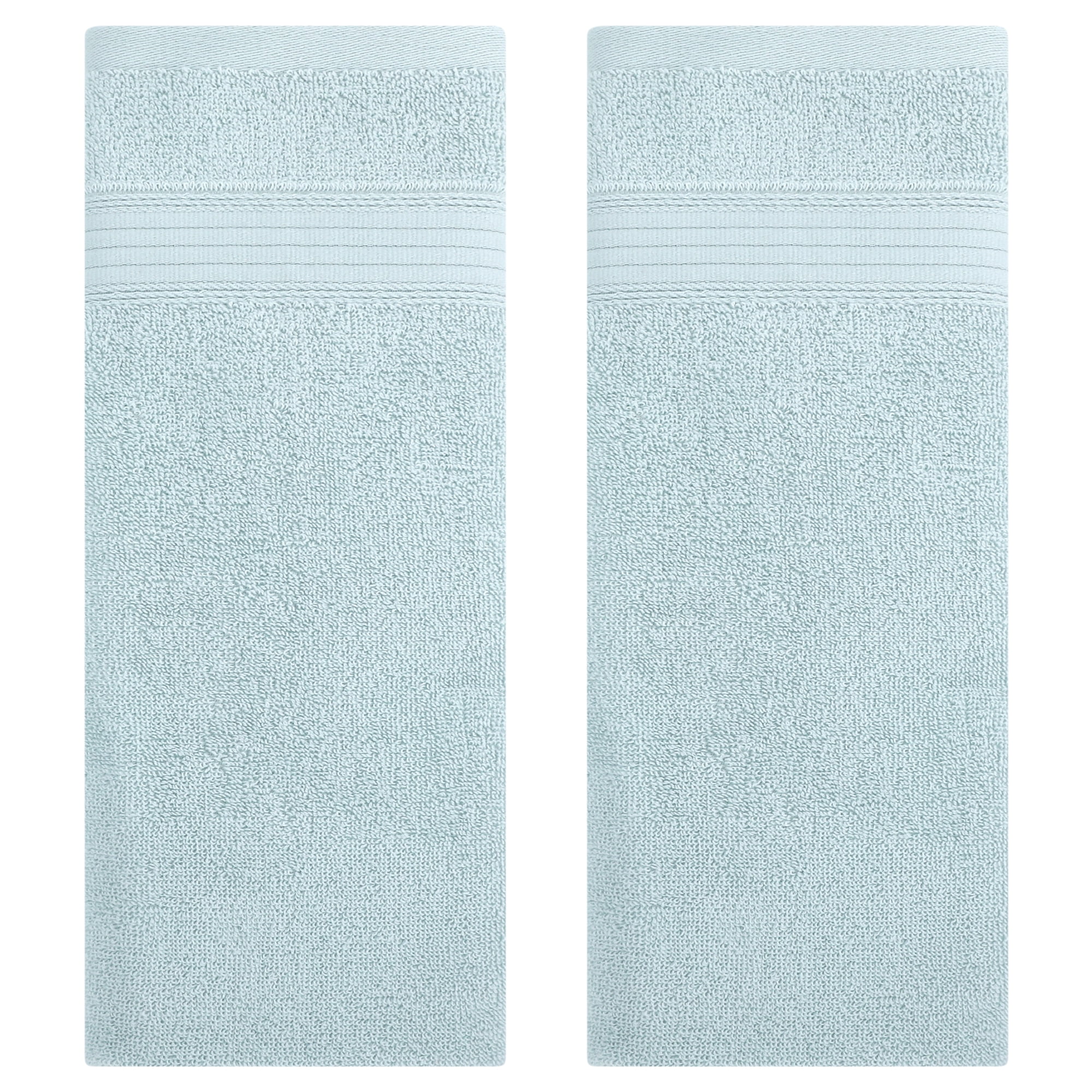 Unique Bargains Solid Striped Hand Towel Set 13" x 29" Cotton Soft Towels Blue 2-Piece