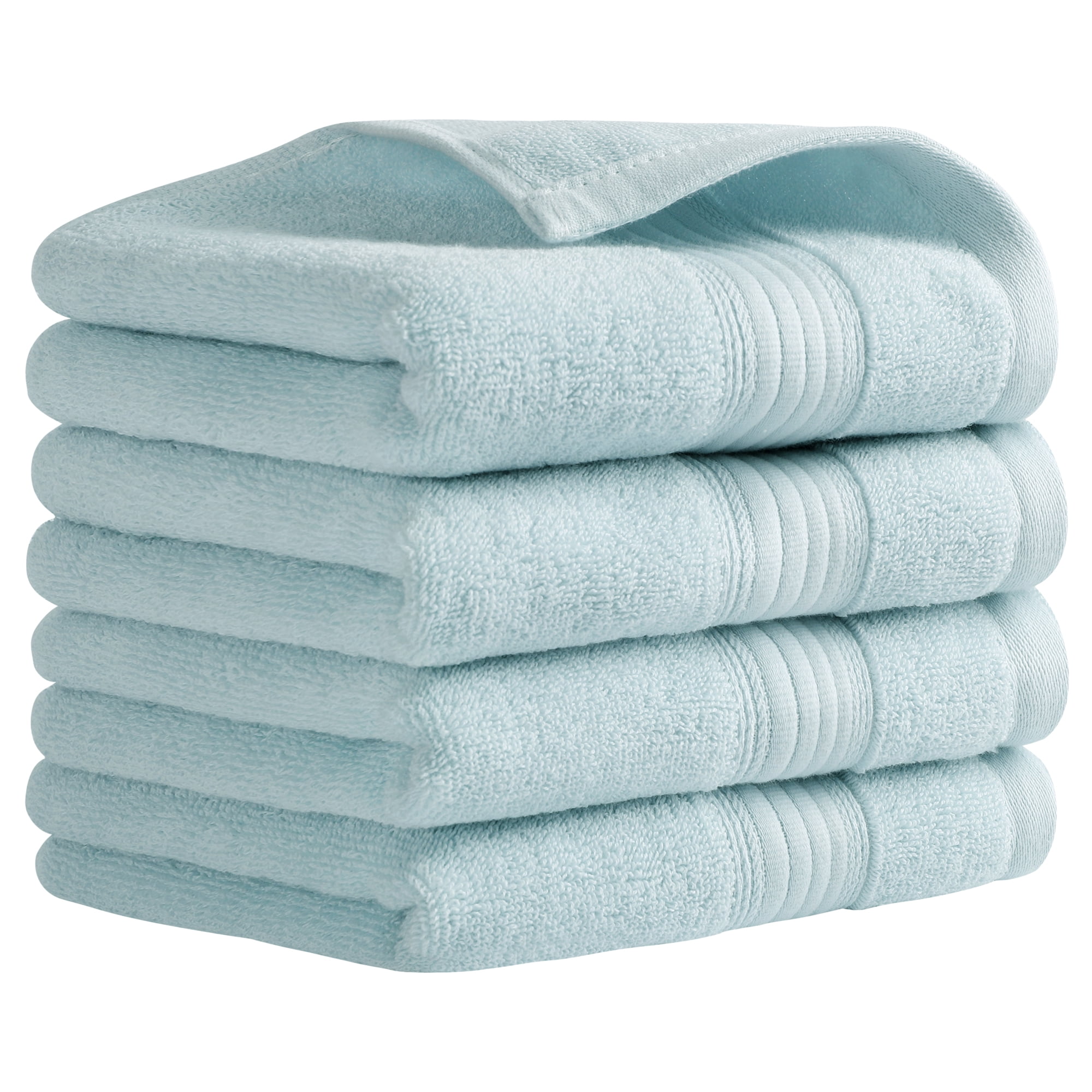 Unique Bargains Solid Striped Hand Towel Set 13" x 29" Cotton Soft Towels Blue 4-Piece