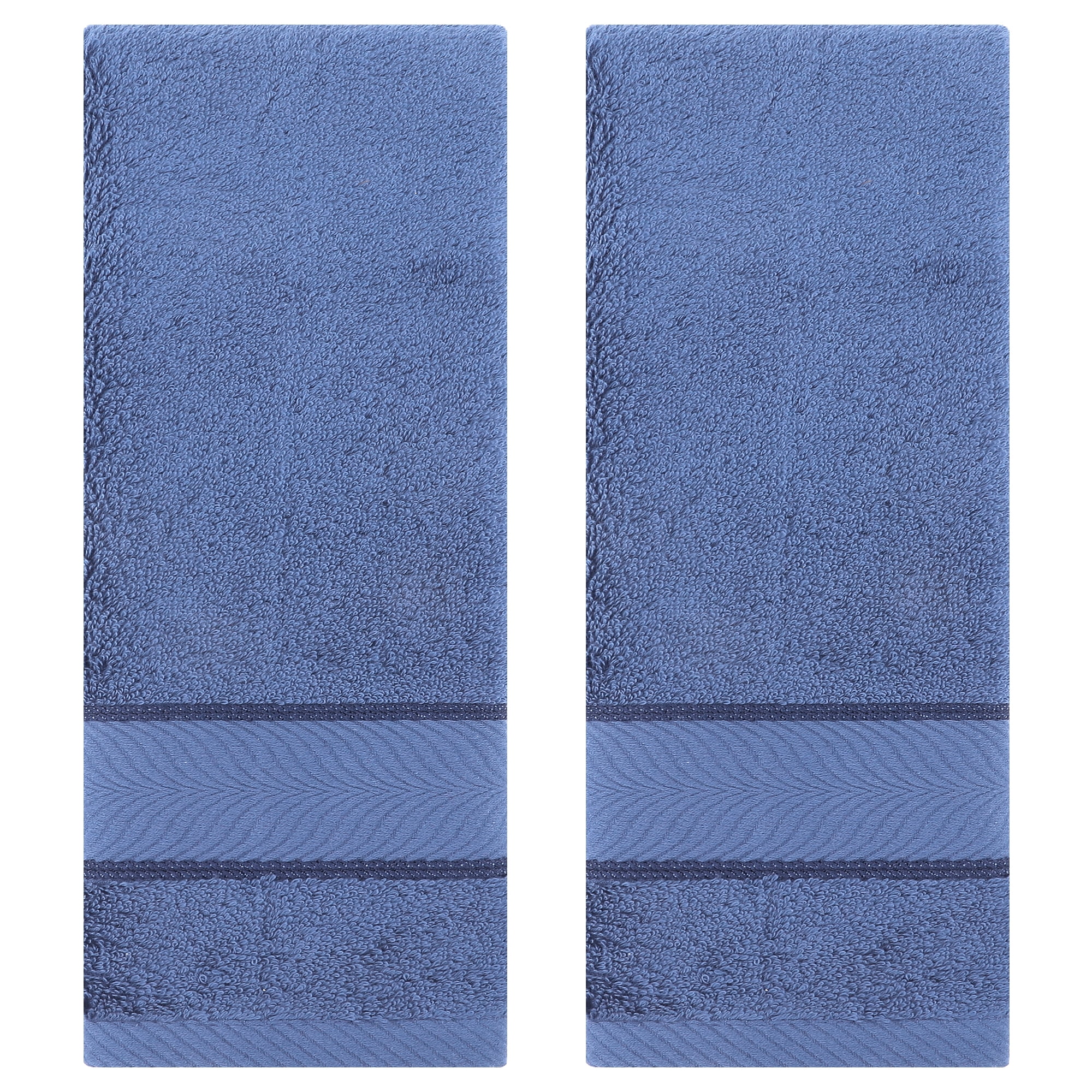 Unique Bargains Solid Striped Hand Towels Set of 2 Light Blue 14" x 30"