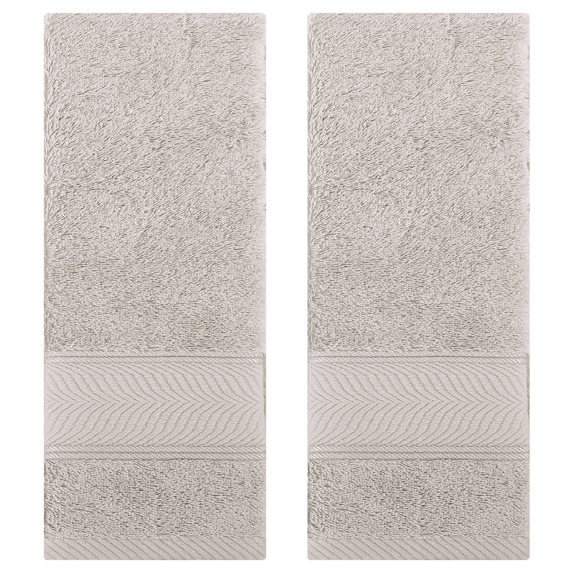 Unique Bargains Solid Striped Hand Towels Set of 2 Light Brown 14" x 30"