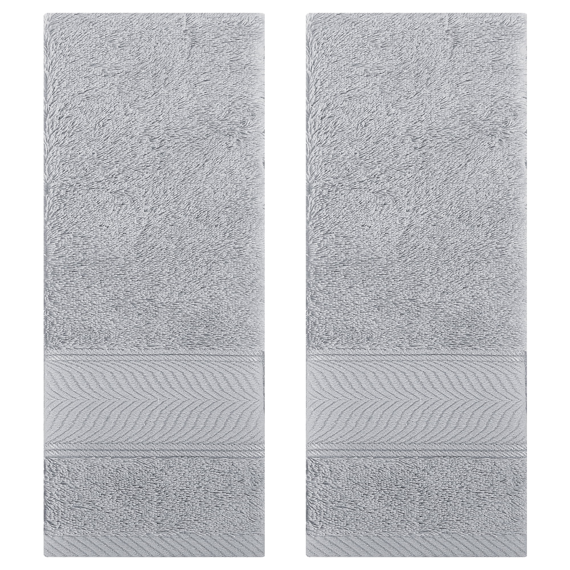 Unique Bargains Solid Striped Hand Towels Set of 2 Light Grey 14" x 30"