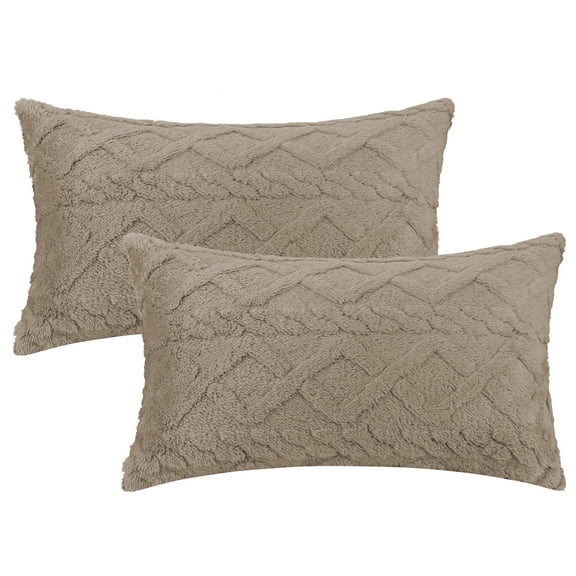 Unique Bargains Solid Striped Soft Sofa Decorative Pillow Covers (2 Count) Camel 12" x 20"