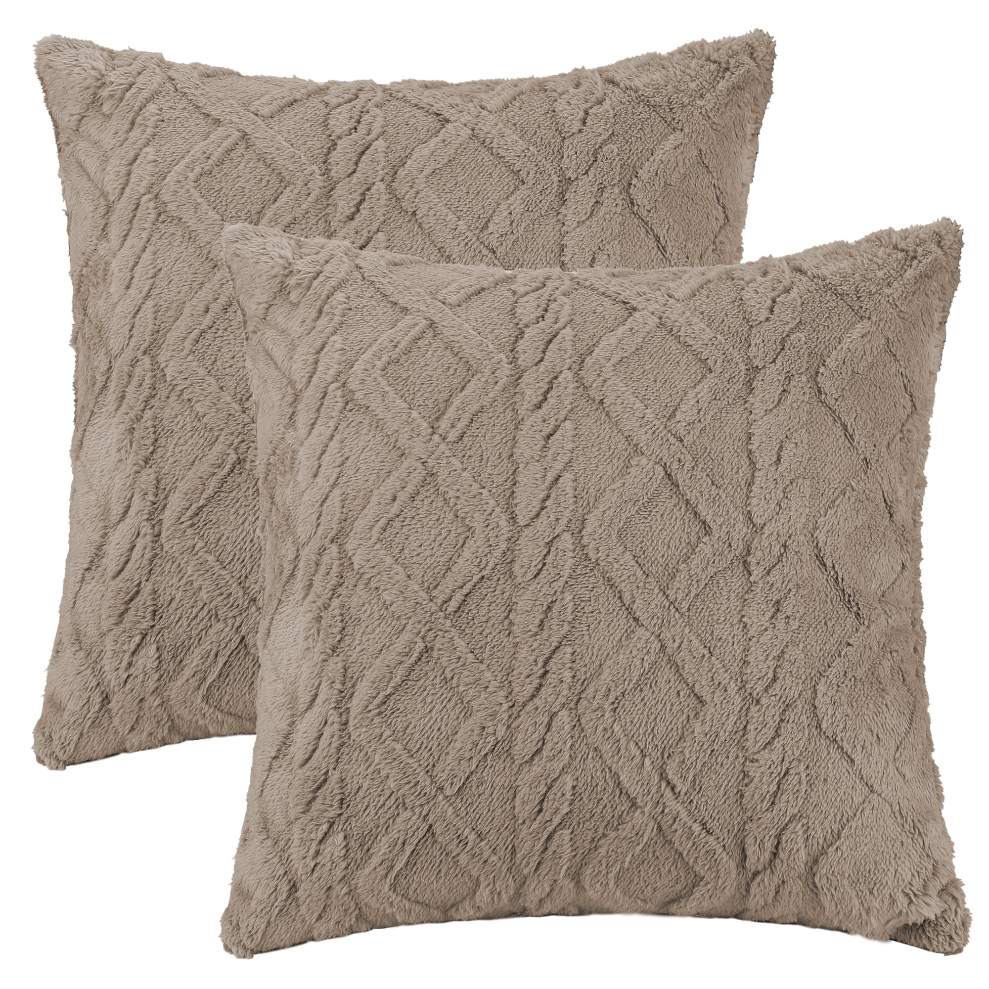 Unique Bargains Solid Striped Soft Sofa Decorative Pillow Covers (2 Count) Camel 18" x 18"