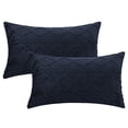 thumbnail image 1 of Unique Bargains Solid Striped Soft Sofa Decorative Pillow Covers (2 Count) Dark Blue 12" x 20", 1 of 6