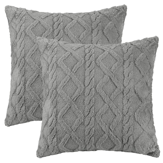 Unique Bargains Solid Striped Soft Sofa Decorative Pillow Covers (2 Count) Light Gray 20" x 20"