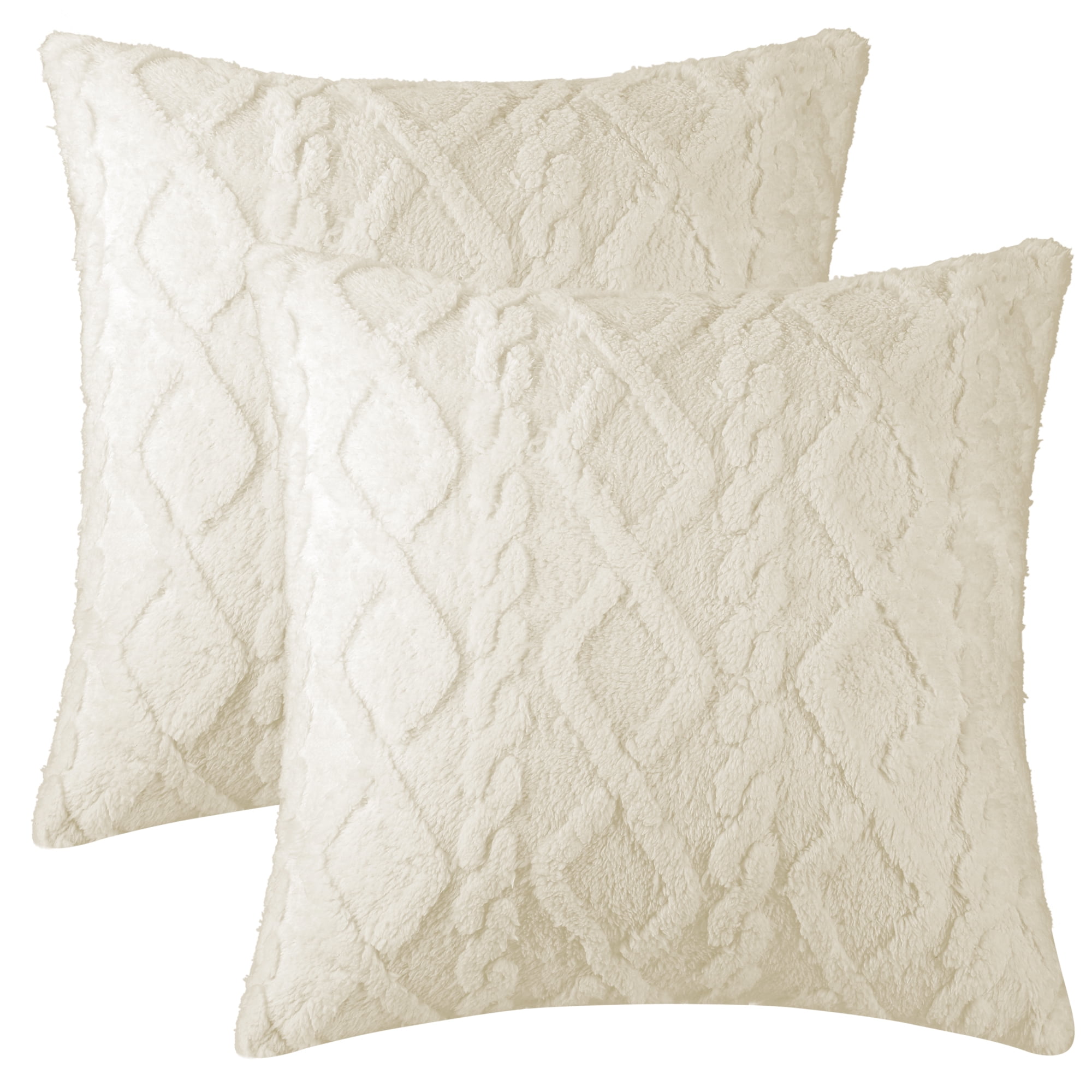 Unique Bargains Solid Striped Soft Sofa Decorative Pillow Covers (2 Count) White 18" x 18"