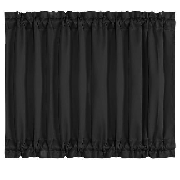 Unique Bargains Solid Window French Door Curtain Panel Black 54" x 40"