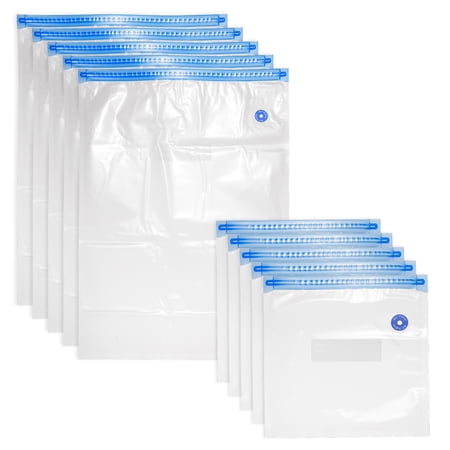Unique Bargains Sous Vide Bags10PCS, Vacuum Food Sealer Bags With Air Valve Food Storage Bag 22cm x 21cm,34cm x 26cm