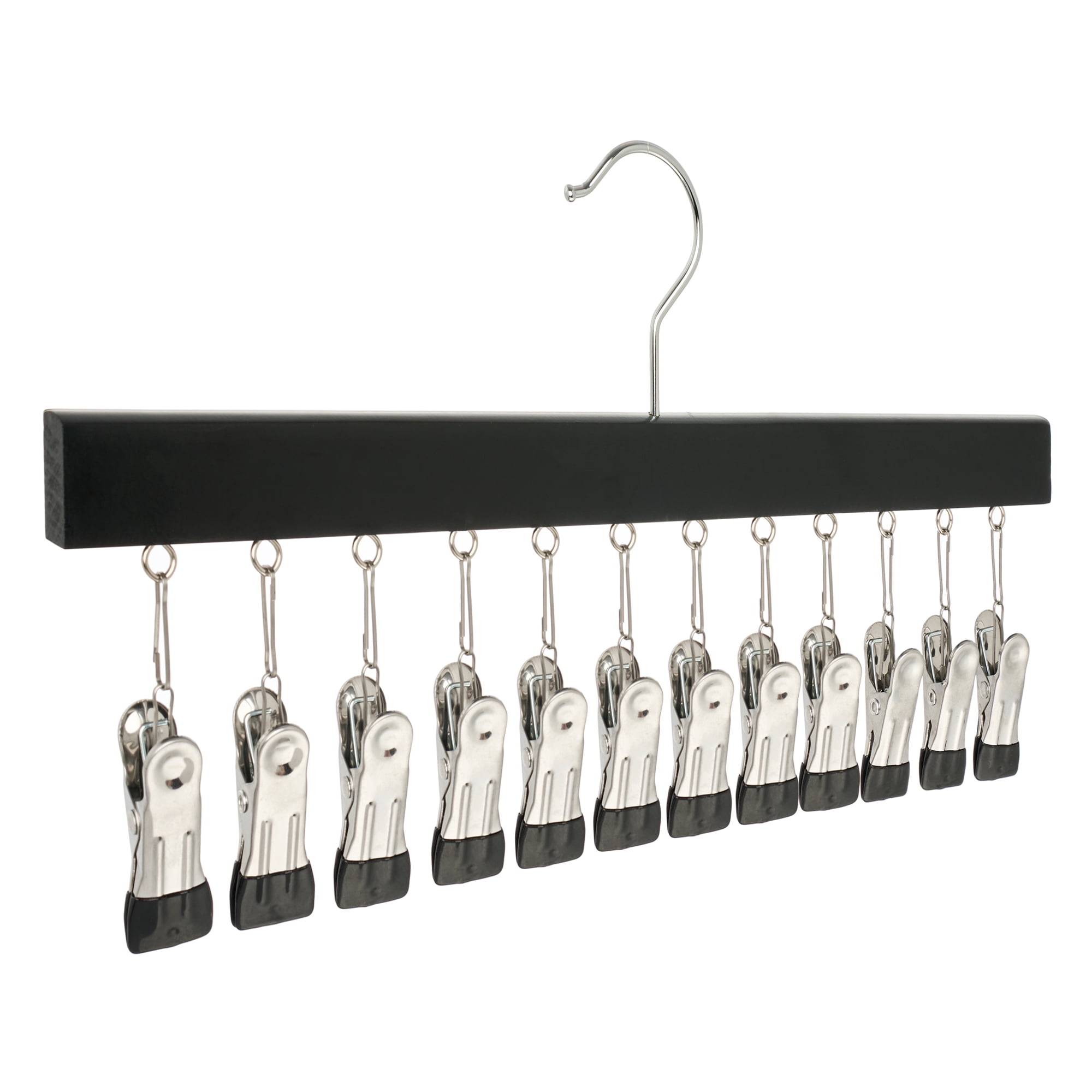 Unique Bargains Space Saving Wood Hat Hangers With 12 Hooks Black