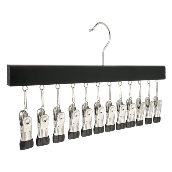 Unique Bargains Space Saving Wood Hat Hangers With 12 Hooks Black