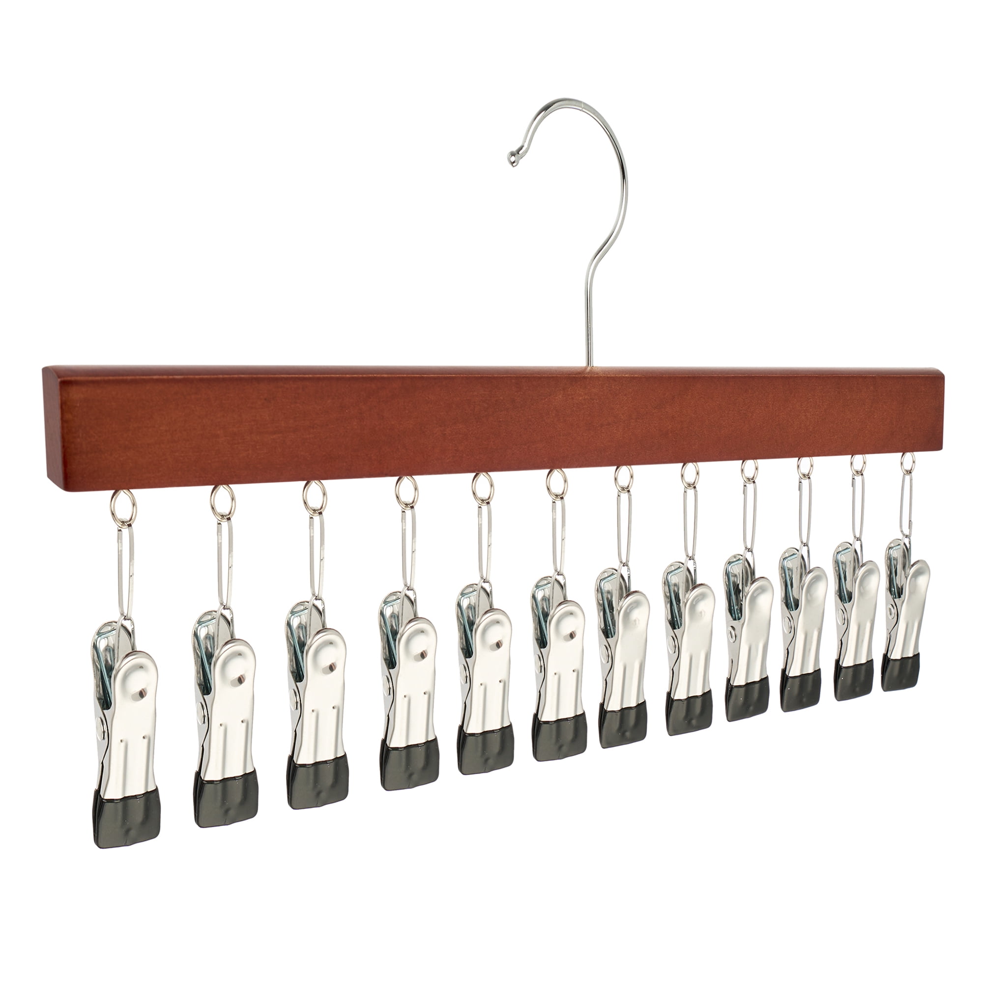 Unique Bargains Space Saving Wood Hat Hangers With 12 Hooks Dark Brown