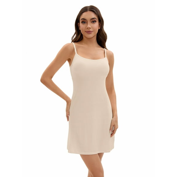 Unique Bargains Spaghetti Strap Cami Full Slips Under Dress XXL Beige