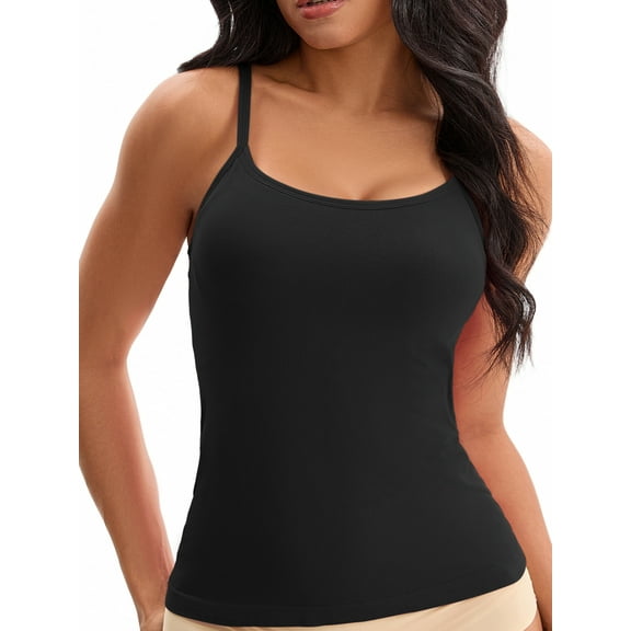 Unique Bargains Spaghetti Strap Camisole Sleeveless Top S Black