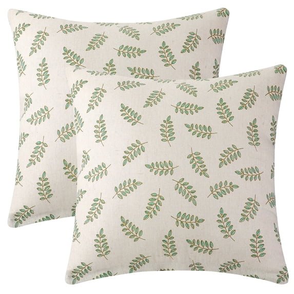 Unique Bargains Spandex Soft Home Decor Throw Decorative Pillow Covers (2 Count) Small Green Leaves 16" x 16"