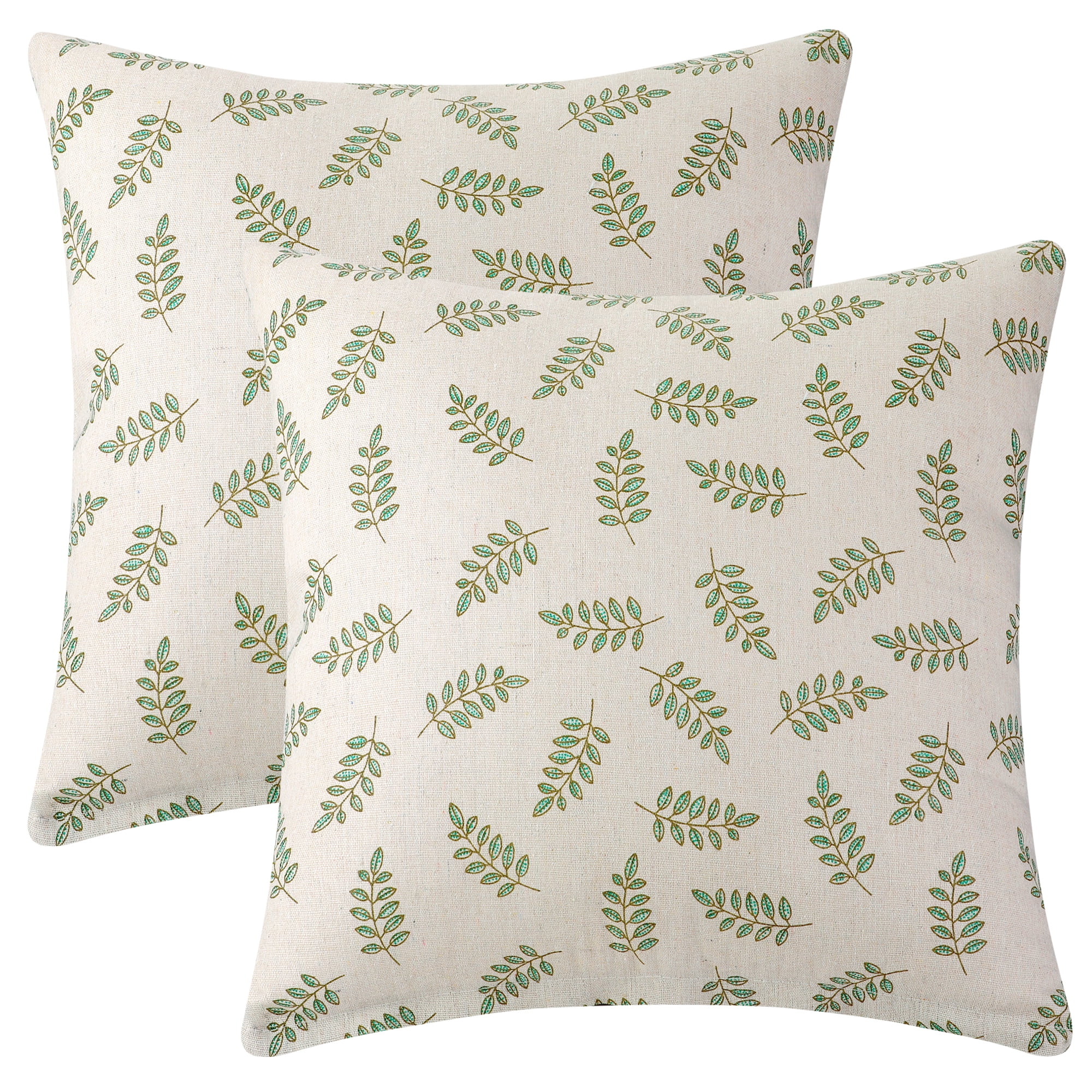 Unique Bargains Spandex Soft Home Decor Throw Decorative Pillow Covers (2 Count) Small Green Leaves 18" x 18"