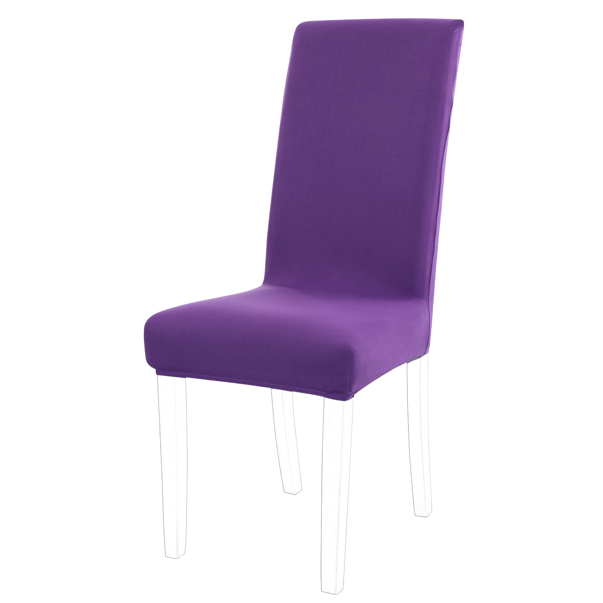 Unique Bargains Spandex Solid Dining Chair Covers Protector Slipcovers Purple 2 Pcs Walmart