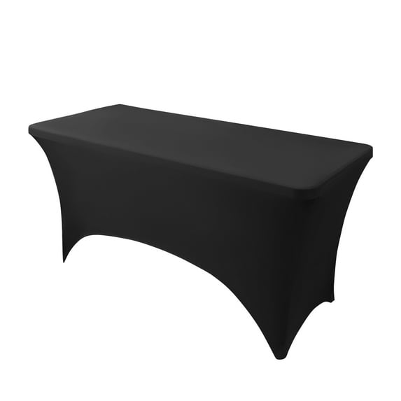 Unique Bargains Spandex Tablecloth 1 Pack Table Cover for 4 Foot Table Black 4FT