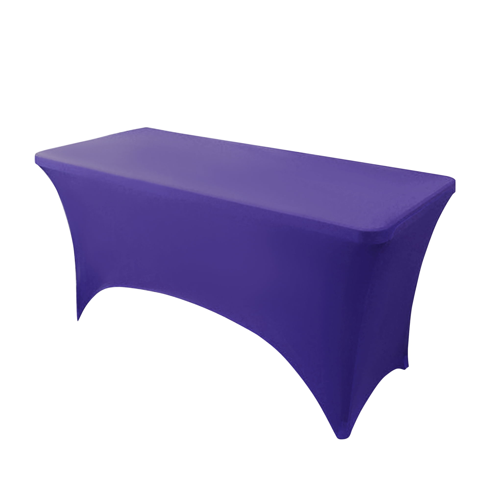 Unique Bargains Spandex Tablecloth 1 Pack Table Cover for 4 Foot Table Dark Purple 8FT
