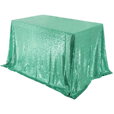 Unique Bargains Sparkle Sequin Tablecloth Cover for Banquet Party Decor Mint 88" x 130"