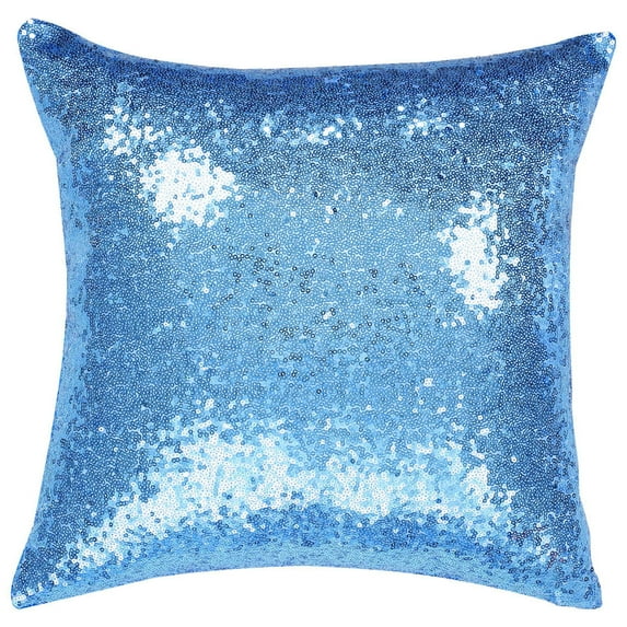 Unique Bargains Sparkling Sequin Decorative Throw Pillow Cover 16" x 16" Blue