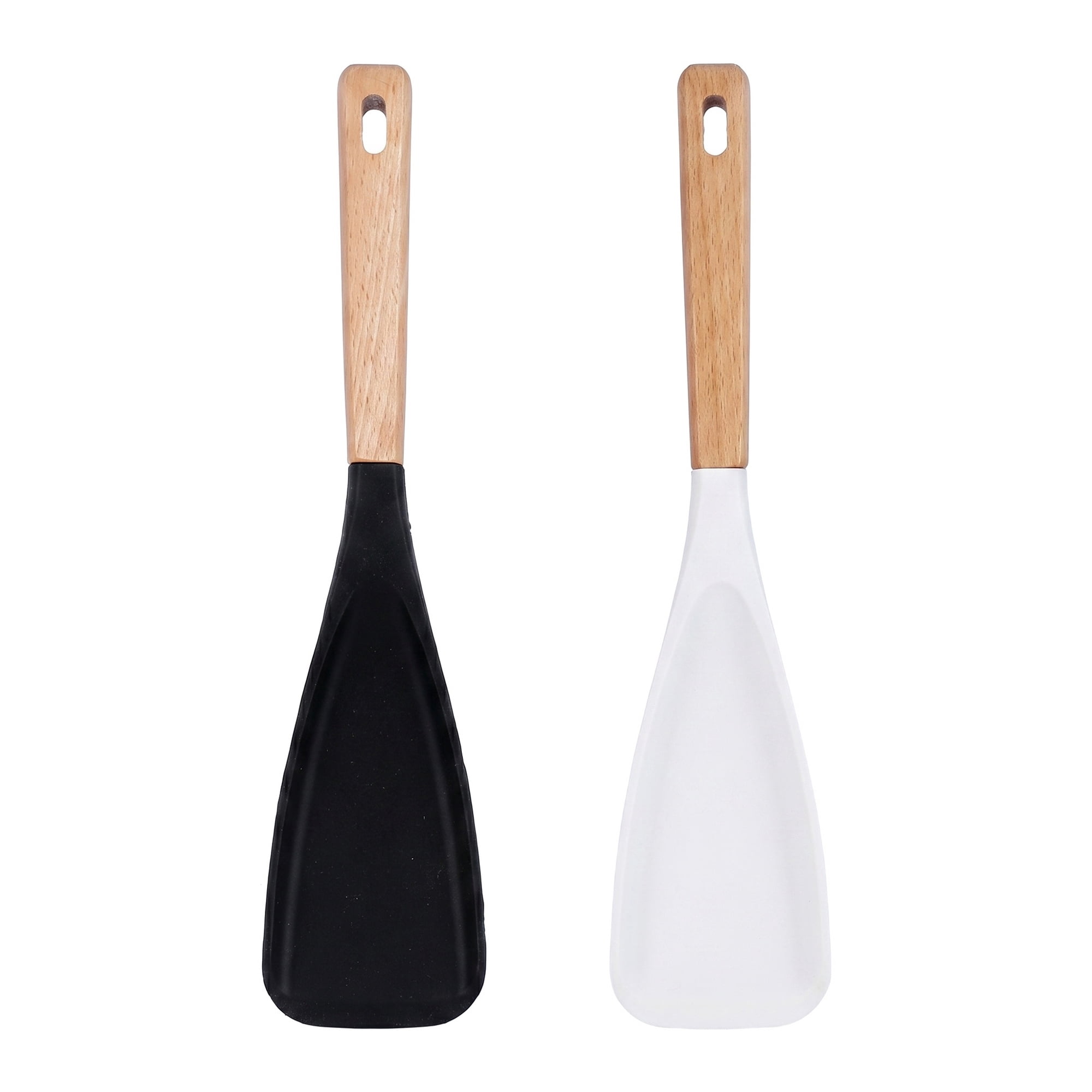 Unique Bargains Spatula Kitchen Heat-Resistant Cooking Utensil Black White 2Pcs