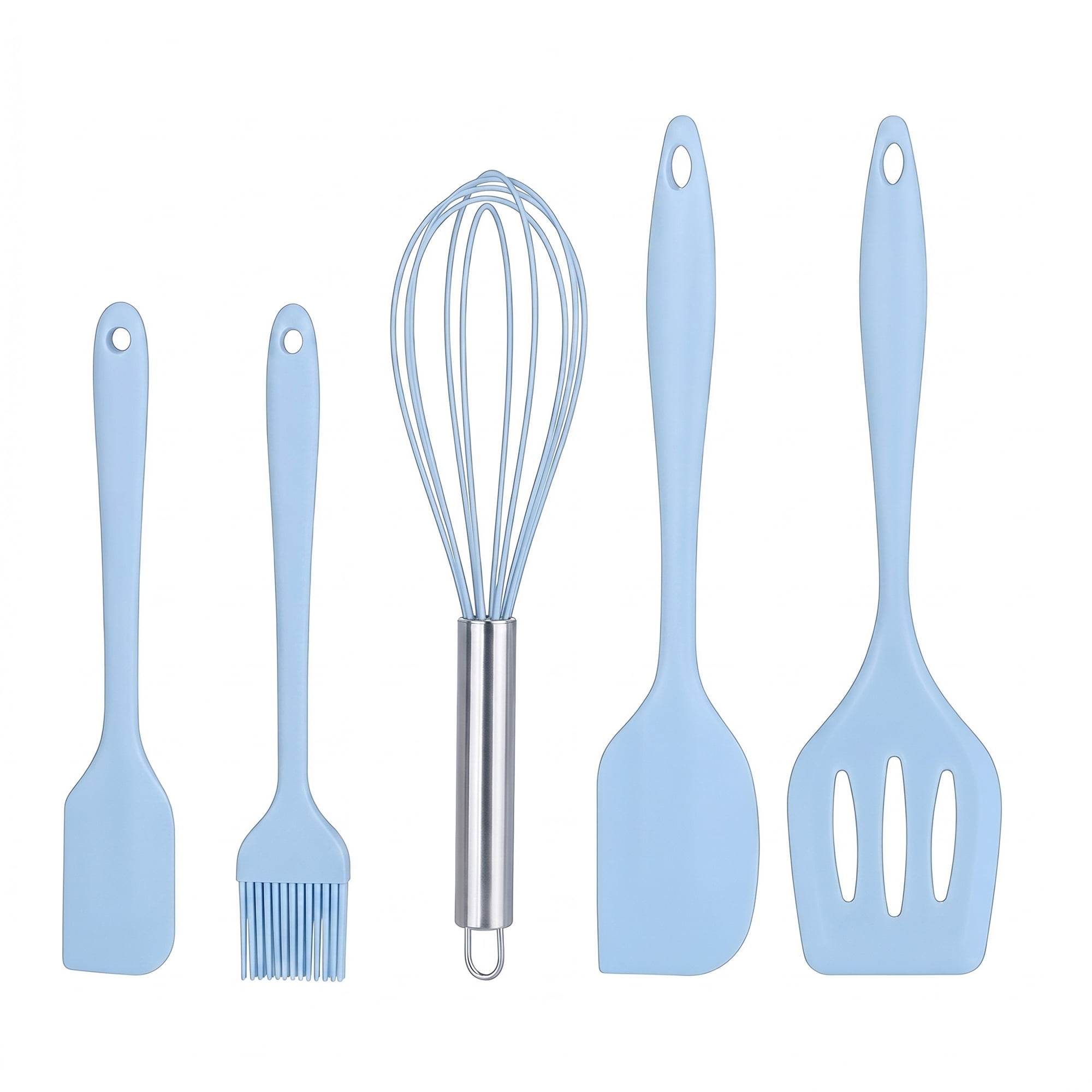 Unique Bargains Spatula Set Heat-Resistant Cooking Utensils Blue 5Pcs