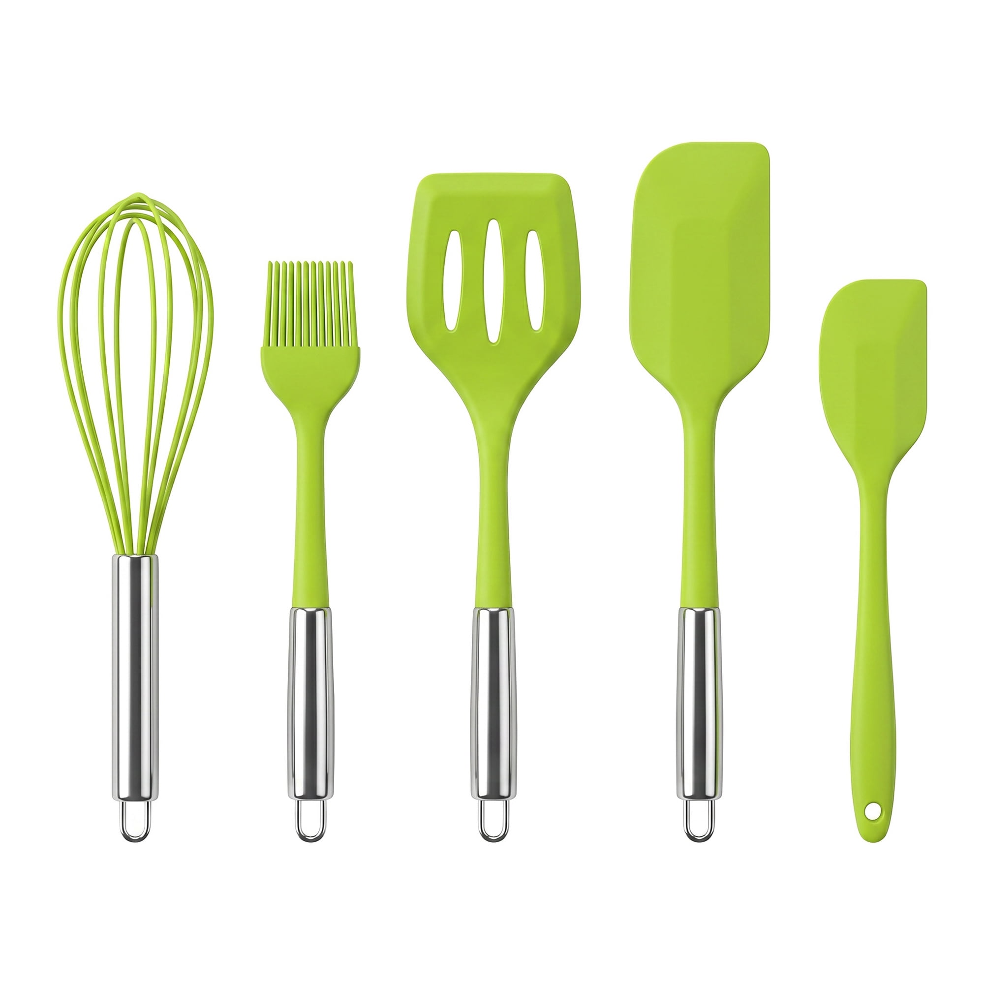 Unique Bargains Spatula Set Heat-Resistant Cooking Utensils Green 5Pcs