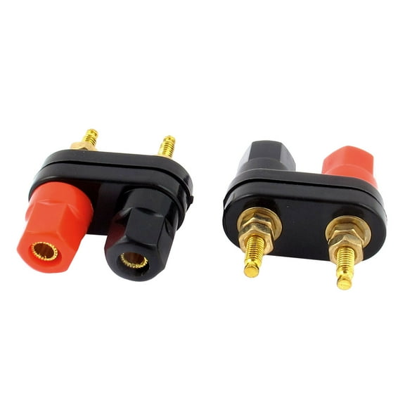 Unique Bargains Speaker Amplifier Terminal Binding Post Dual 2-way Banana Plug Jack 2 Pcs