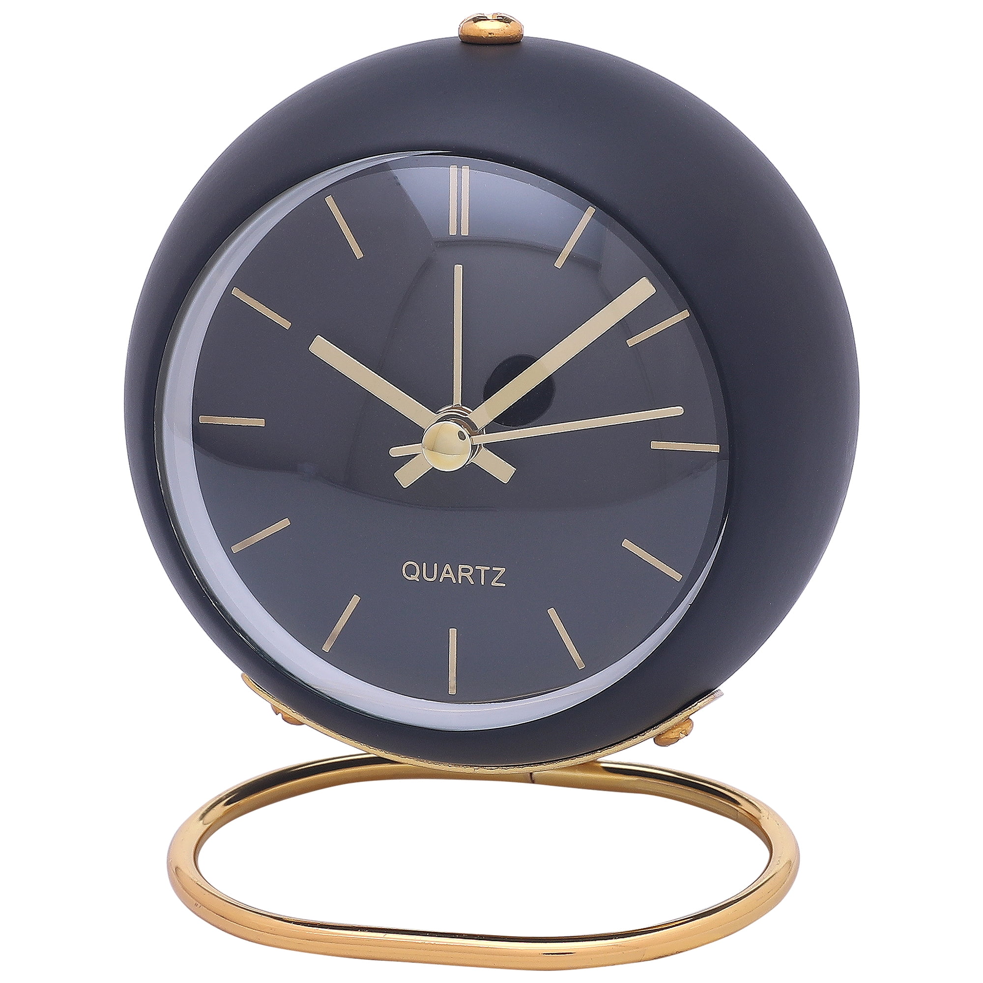 Unique Bargains Spherical Mechanical Alarm Clock Black 4.1"L x 2.5"W x 3.5"H