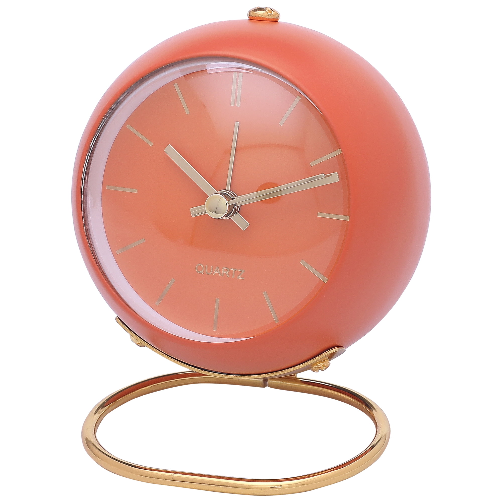 Unique Bargains Spherical Mechanical Alarm Clock Orange 4.1"L x 2.5"W x 3.5"H