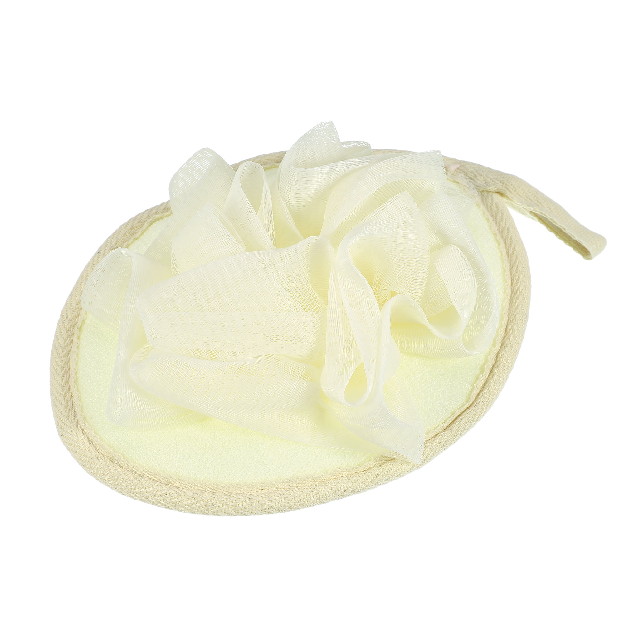 Unique Bargains Sponge Mesh Gloves with Flower Bath Ball Beige