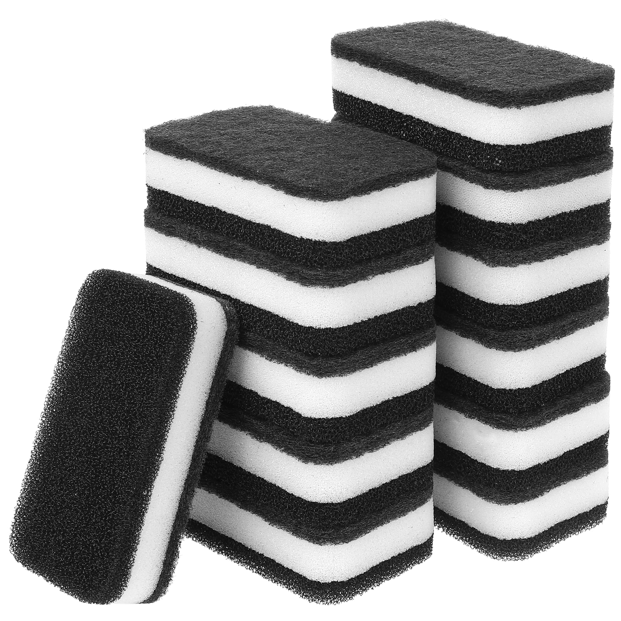Unique Bargains Sponges Kitchen 25 Pcs Non-Scratch Scrub Dish Sponges Black