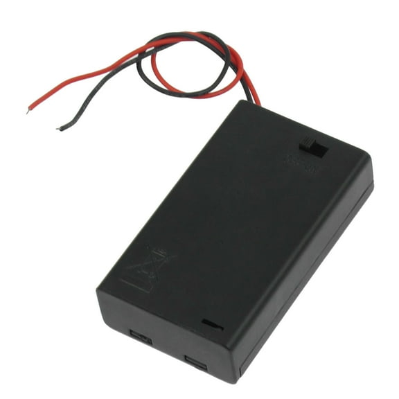 Two Wire ON/OFF Switch Black 3 x 1.5V AAA Battery Holder Case w Cover