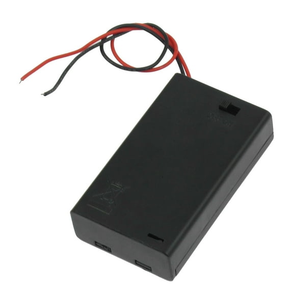 Two Wire ON/OFF Switch Black 3 x 1.5V AAA Battery Holder Case w Cover
