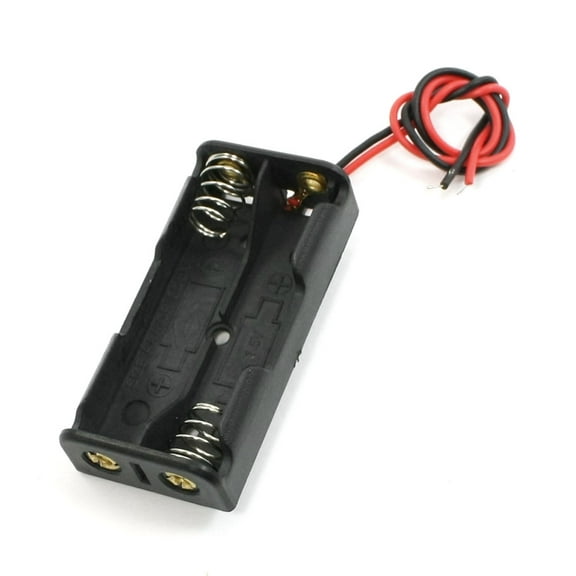 Unique Bargains Spring Clip Black Plastic 2x1.5VAAA Battery Case Holder