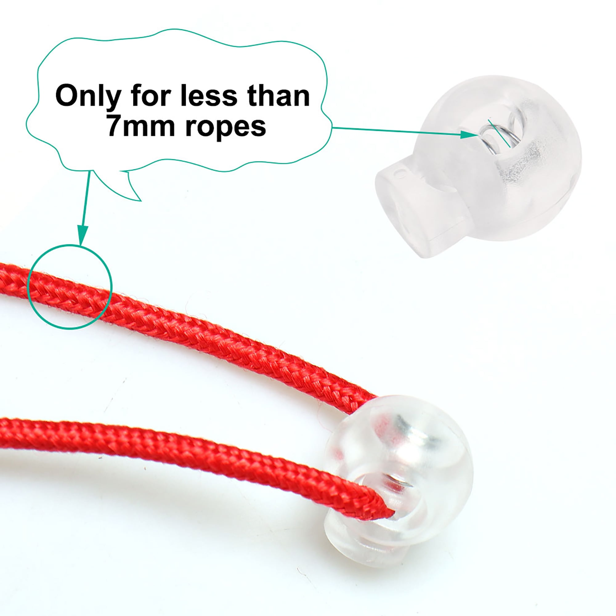 Unique Bargains 6 Pcs Spring Cord Locks Plastic Cord Fastener Single Hole Toggle Stopper Sliders White