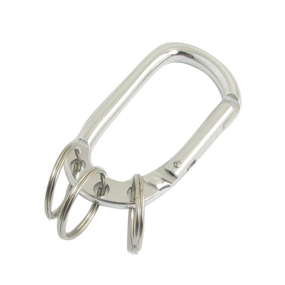 Unique Bargains Spring Loaded Gate Carabiner Hook Three Split Ring Keychain