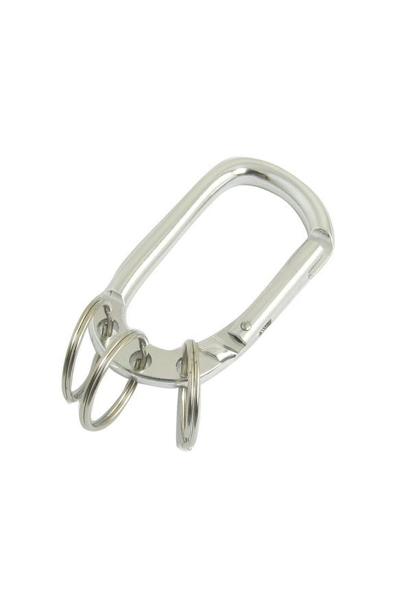 Spring Loaded Gate Carabiner Hook Three Split Ring Keychain