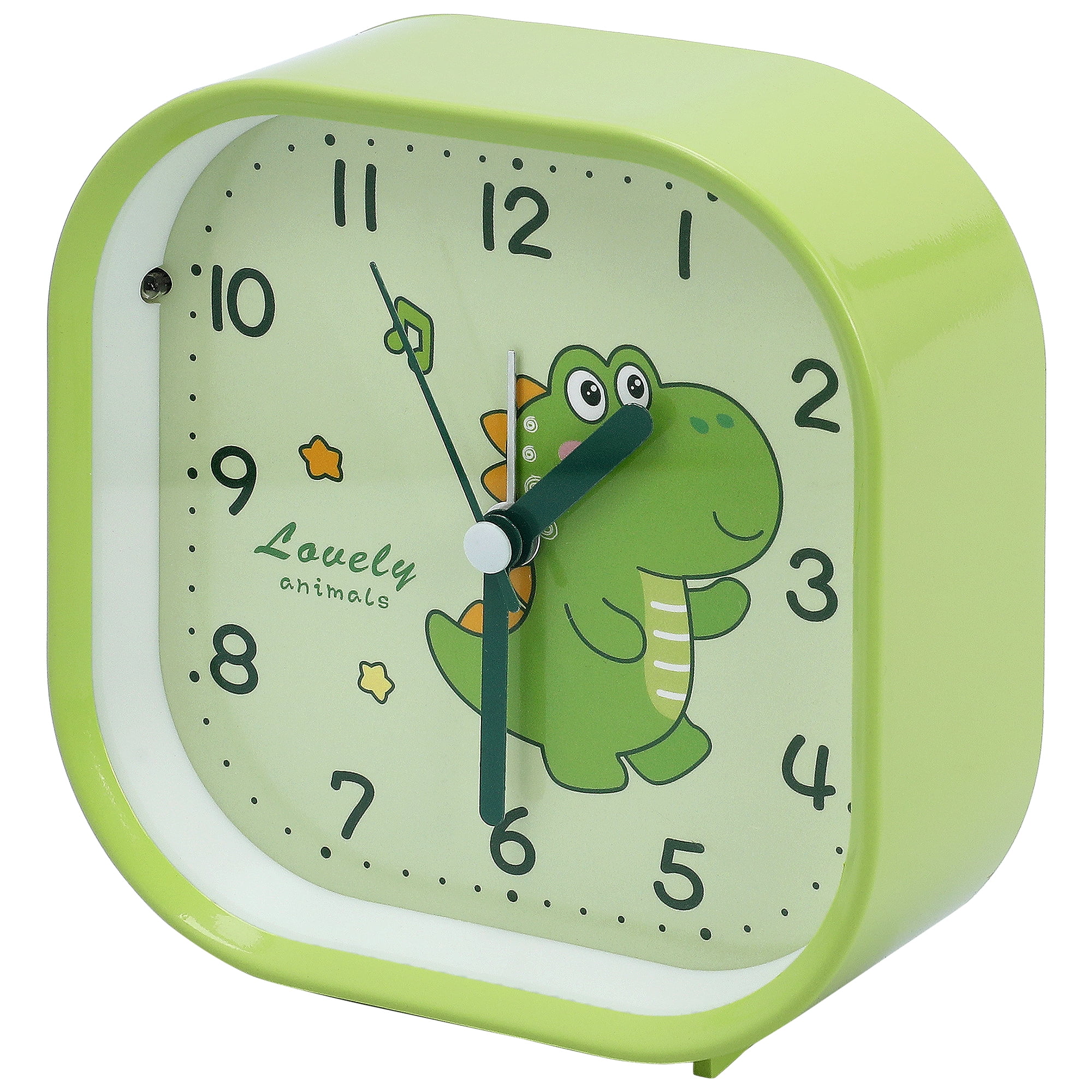 Unique Bargains Square Alarm Clock with Animal Patterns Green 4.1"L x 1.9"W x 4.3"H
