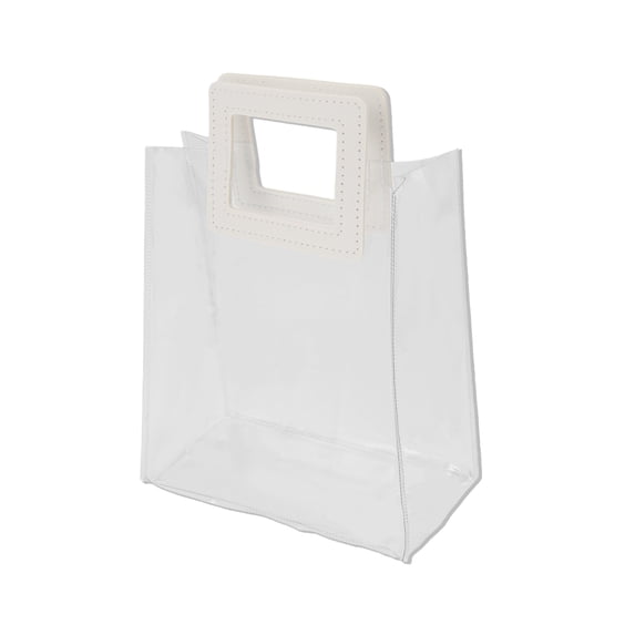 Unique Bargains Square Clear Gift Bag for All Occasions 1Pc White Clear 7.87"x3.94"x7.09"