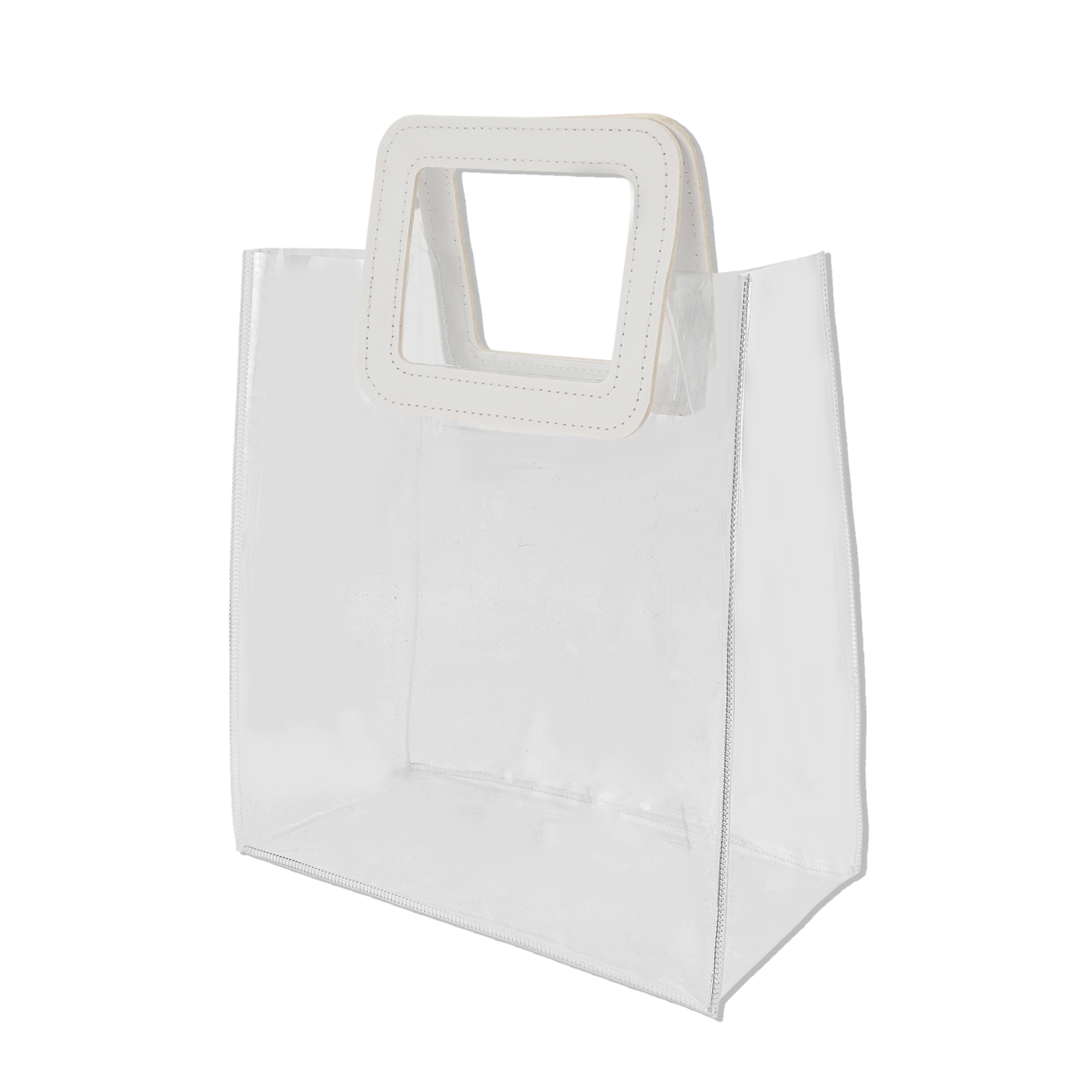 Unique Bargains Square Clear Gift Bag for All Occasions 1Pc White Clear 9.84"x5.51"x11.02"
