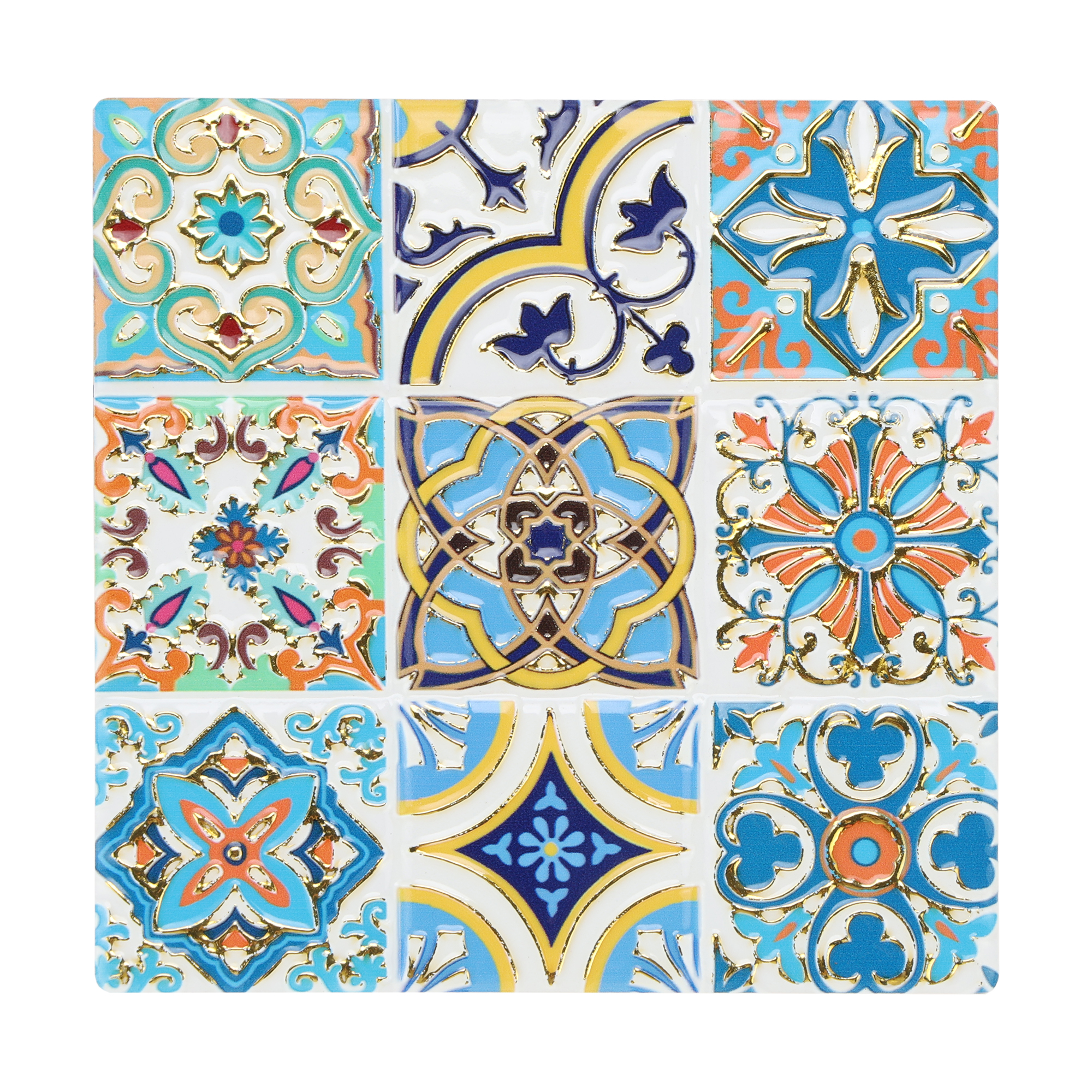 Unique Bargains Square Drink Coaster 1 Pc Ceramic Cork [Square Embossing Hot Stamping]
