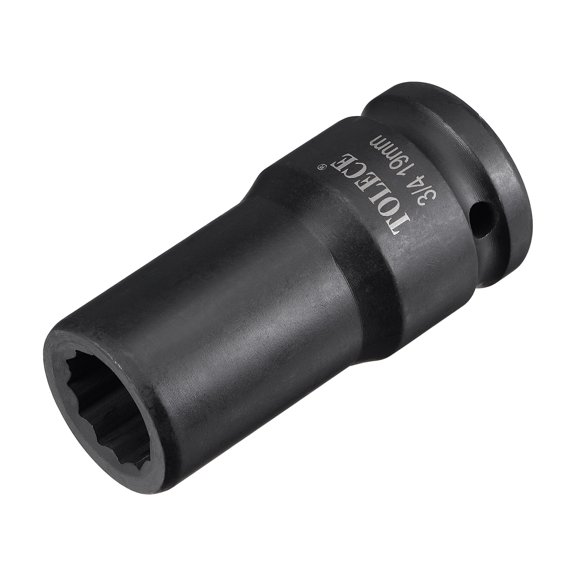 Unique Bargains Square Drive 12-Point Deep Impact Socket CR-MO Steel Metric for High Torque Applications and Durability mm 19