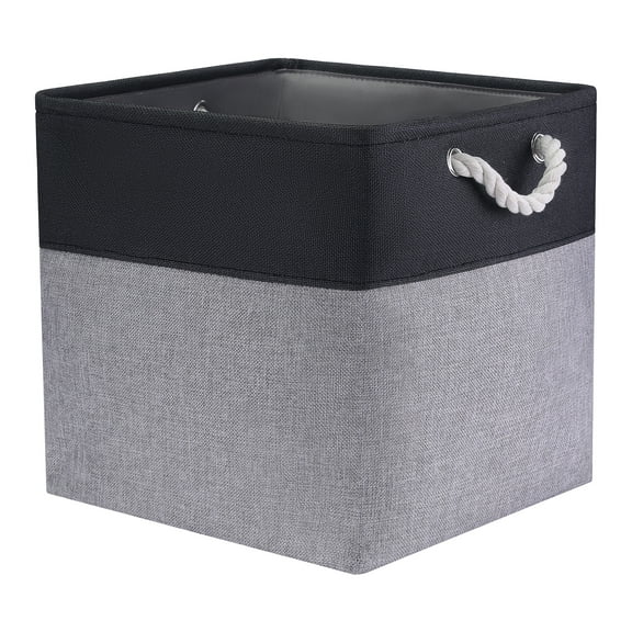 Unique Bargains Square Fabric Storage Basket Bin Black/Grey 13inch