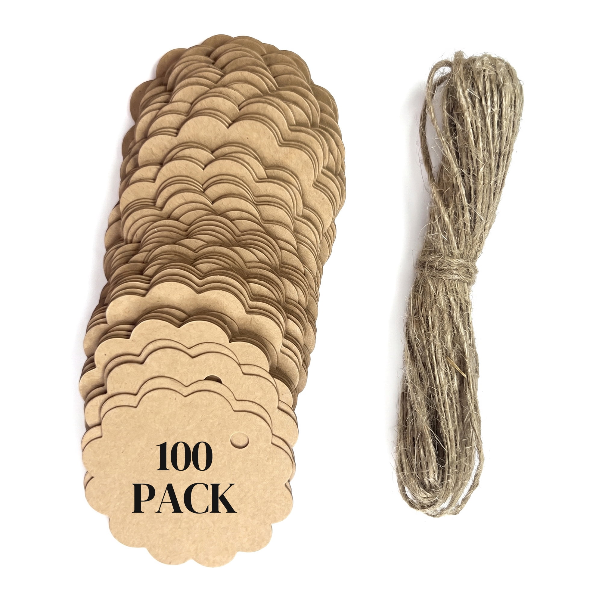 Unique Bargains Square Gift Tags with Natural Twine for and Wrapping 2.4" x 2.4" Brown