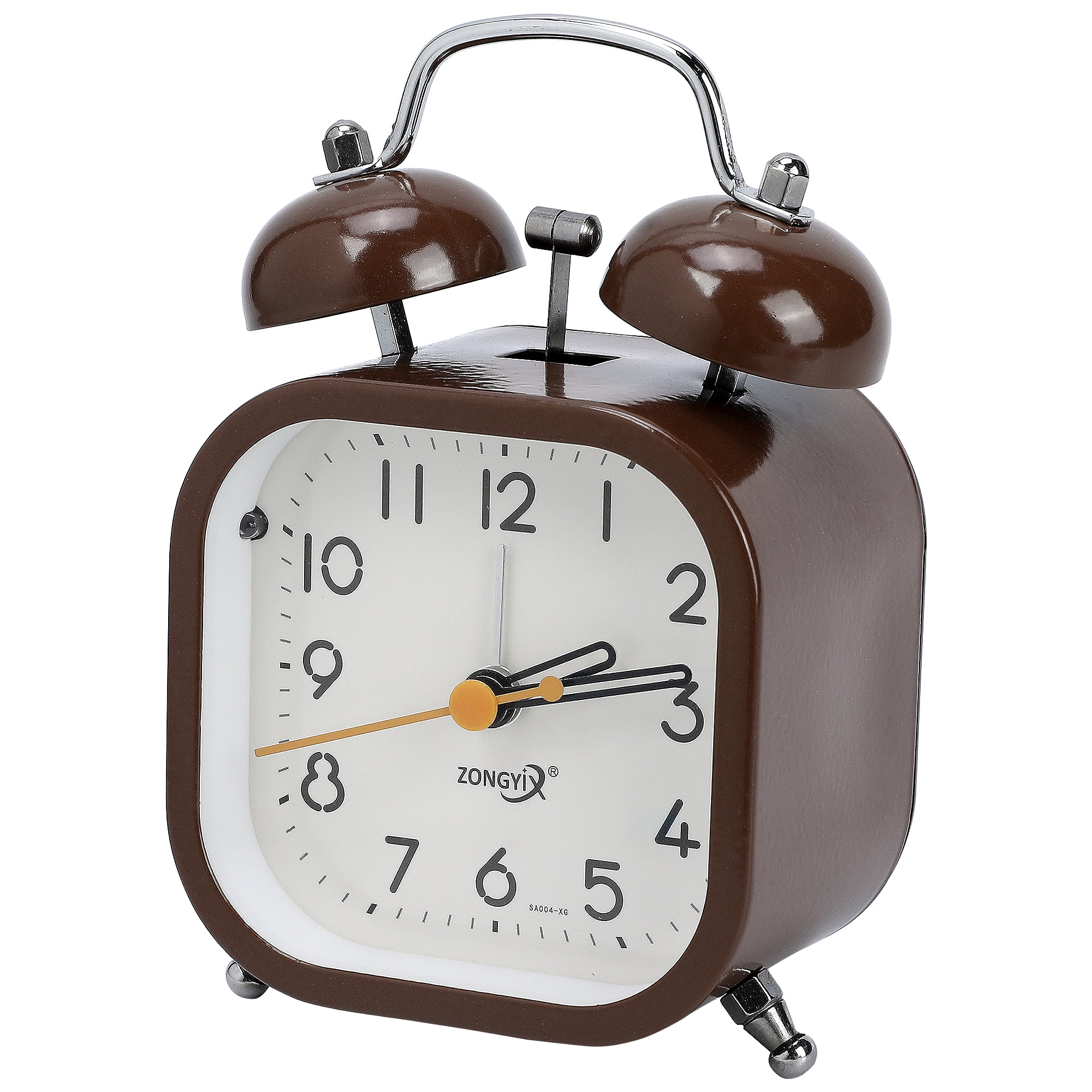 Unique Bargains Square Mechanical Loud Alarm Clock Brown 3.3"L x 2.2"W x 4.6"H
