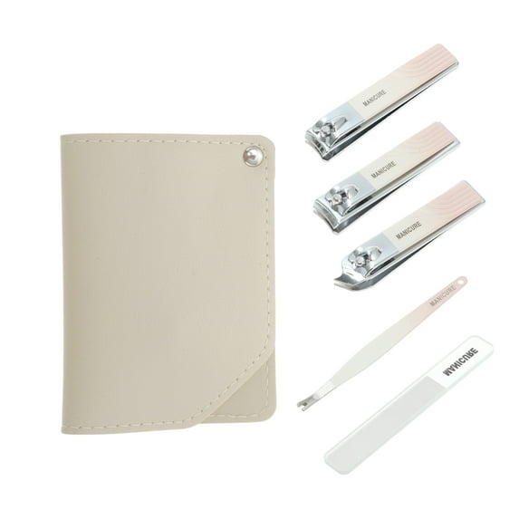 Unique Bargains Square Rotation Nail Clipper Kit 5-piece Set Gradient Pink